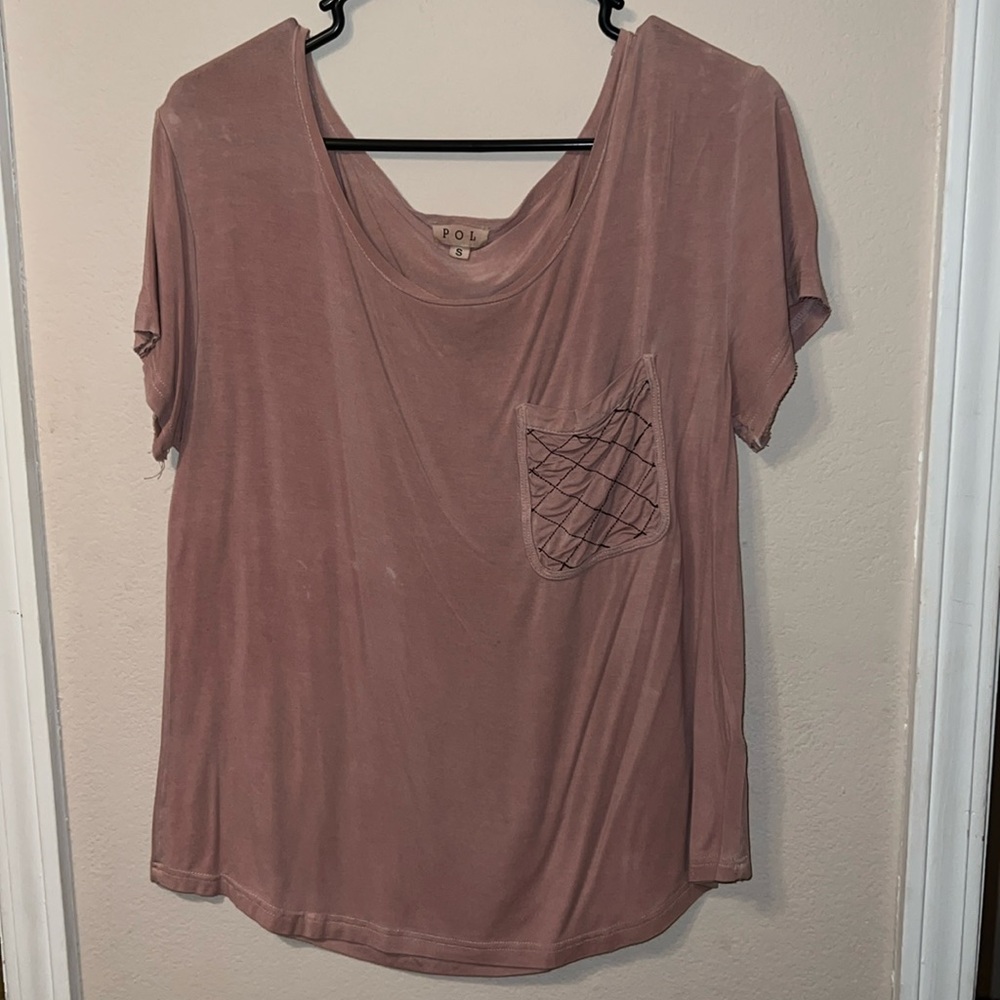 Mauve short sleeve casual shirt. Size S fits larger.